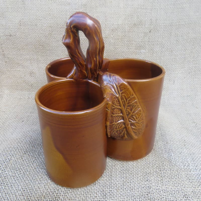 keramický stojan na příbory 1  - hnědý