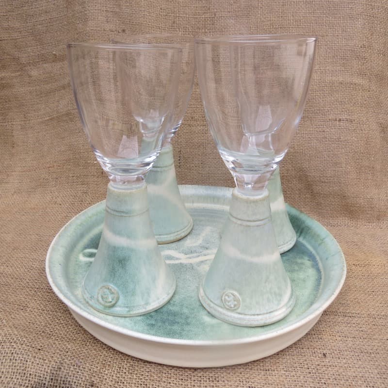 keramicko-skleněný pohár na víno, zelený - 0,3 l