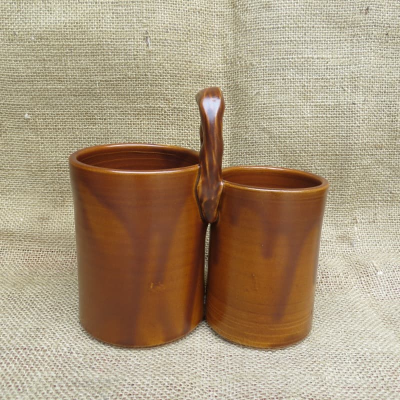 keramický stojan na příbory 2 - hnědý