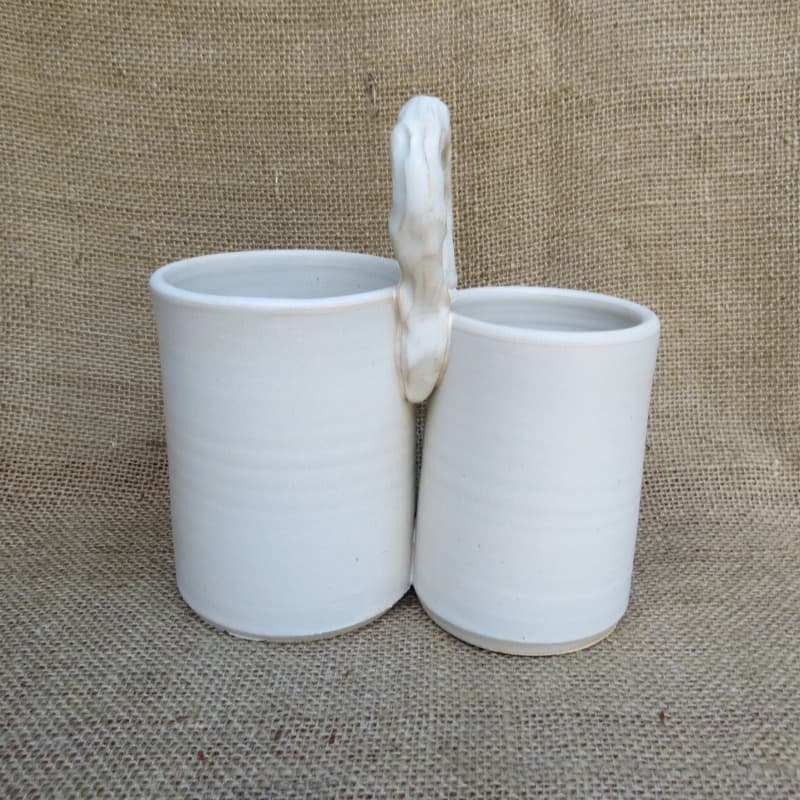 keramický stojan na příbory 2 - smetanový