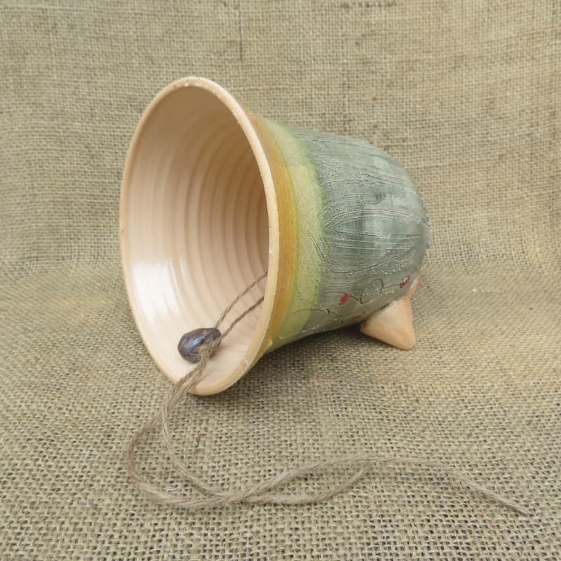 keramický zvonek pták 2 - zelený