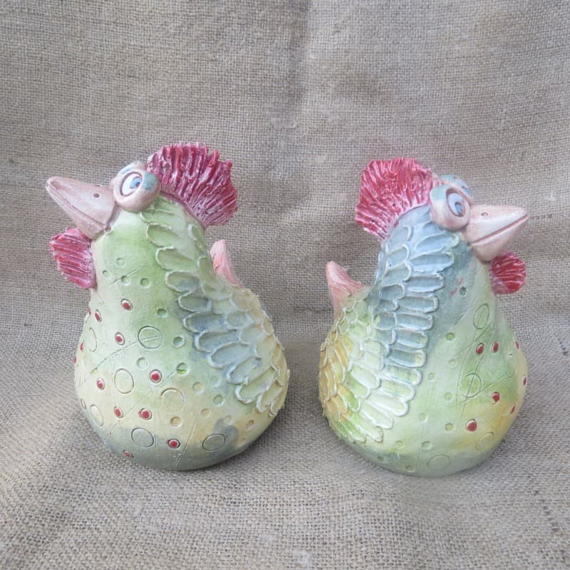 keramická slepička zelená - velká