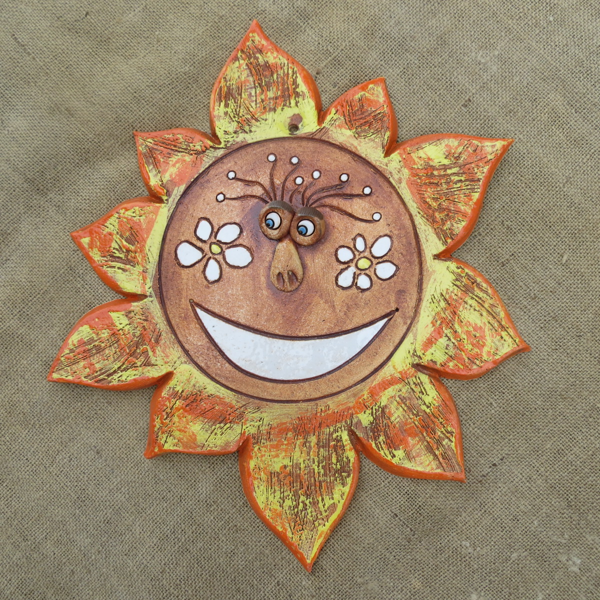 keramické slunce velké oranžové (průměr 40 cm)