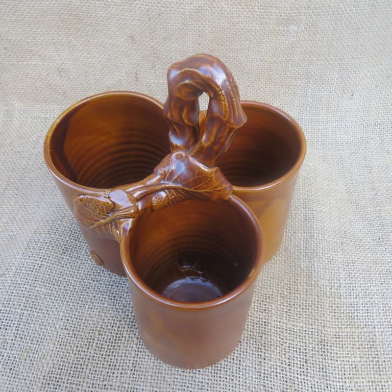 keramický stojan na příbory 1  - hnědý