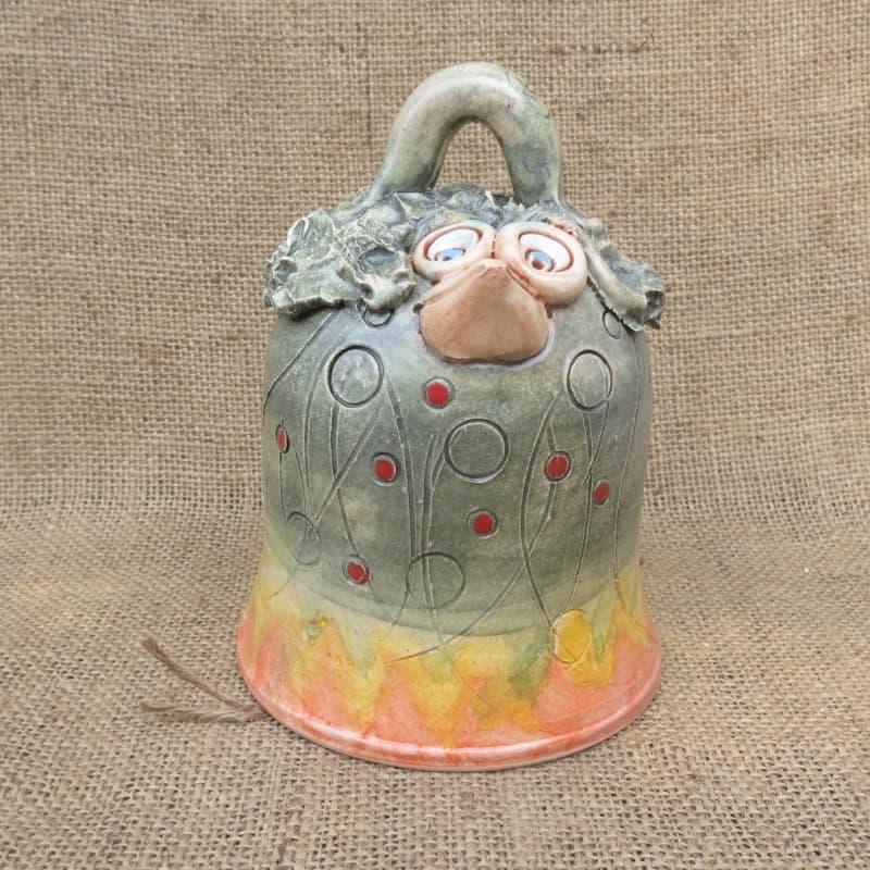 keramický zvonek pták 2 - zelený