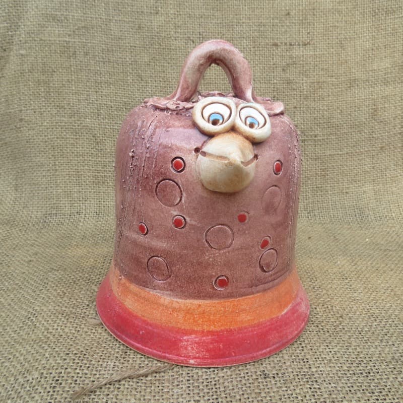 keramický zvonek pták 2 - růžový
