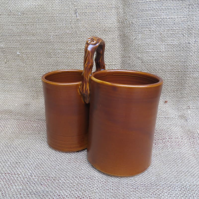 keramický stojan na příbory 2 - hnědý