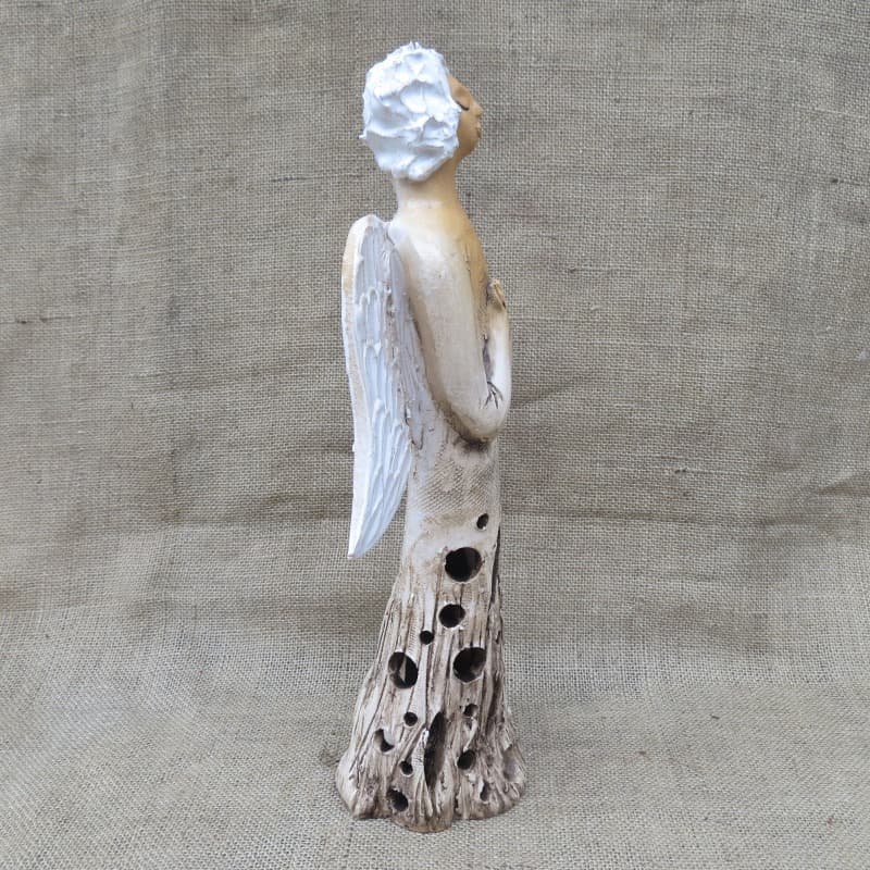 keramický anděl režný, velký - lampička 2