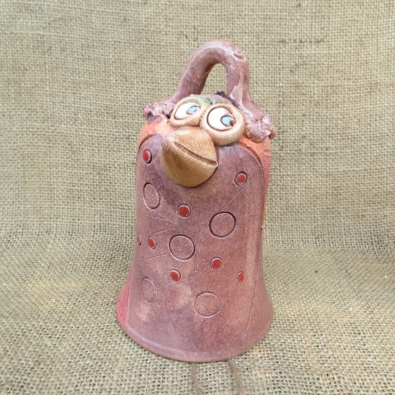 keramický zvonek pták 1 - růžový