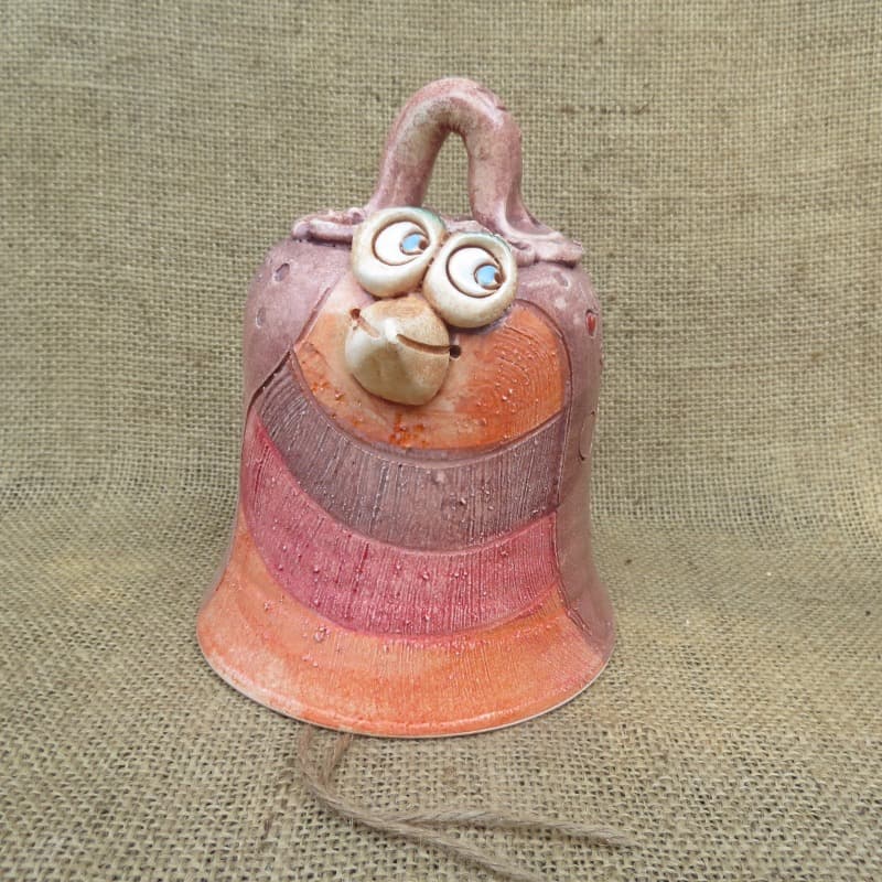 keramický zvonek pták 2 - růžový