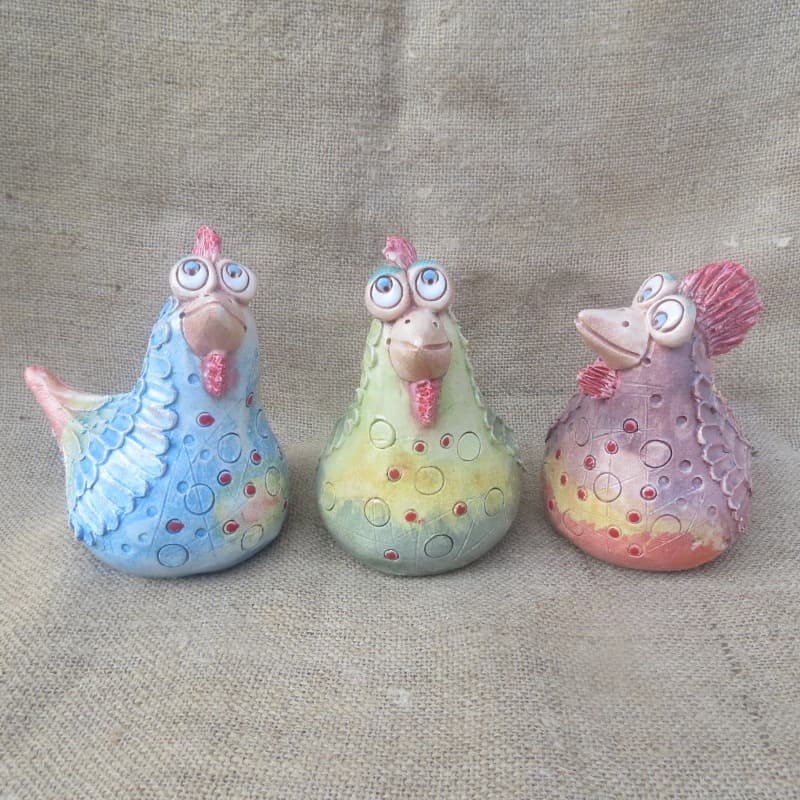 keramická slepička zelená - velká