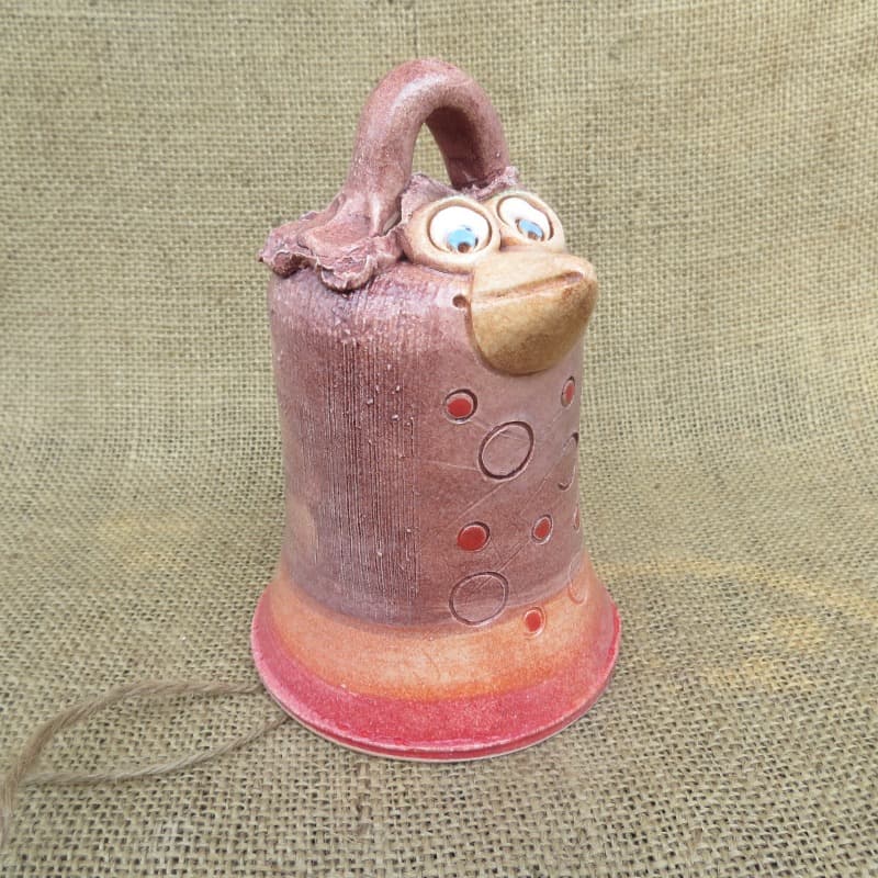 keramický zvonek pták 1 - růžový
