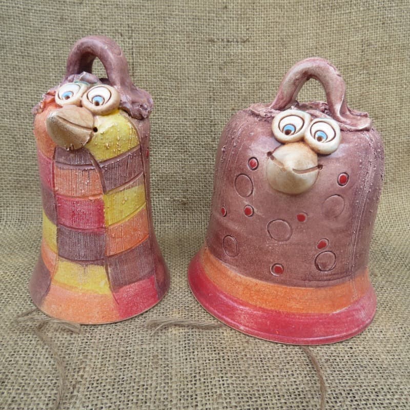 keramický zvonek pták 2 - růžový