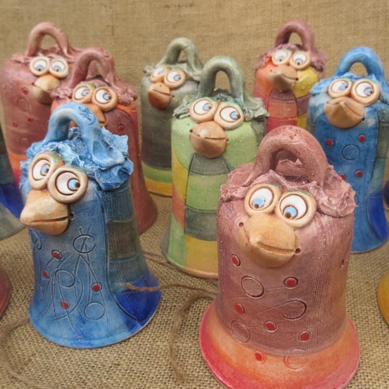 keramický zvonek pták 1 - modrý