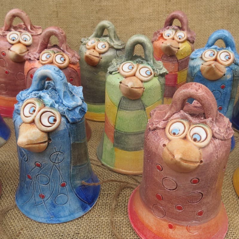 keramický zvonek pták 1 - růžový