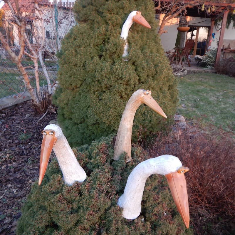 keramický krk volavka - popelavá